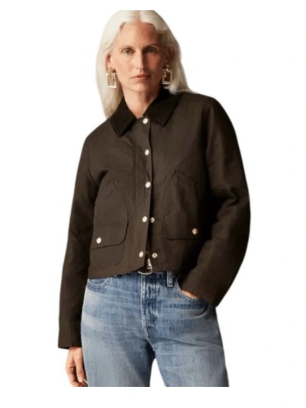 J. Crew Dark Brown Utility Snap-Front Jacket